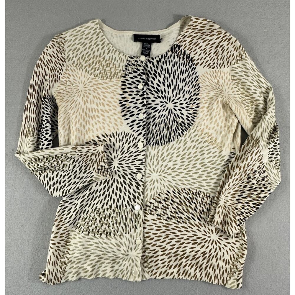Cable & Gauge Silk Coastal Grandma Quiet Luxury Starburst Cardigan Women’s Small